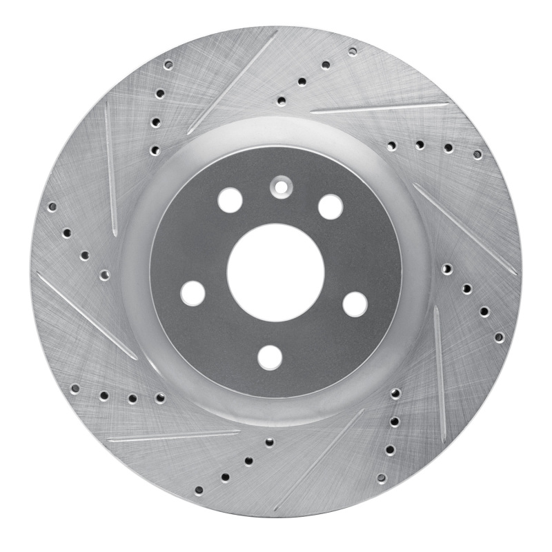 Buick Regal Brake Rotor (1) - Front Left - R1 Concepts - Drilled & Slotted - Silver - `09-`17